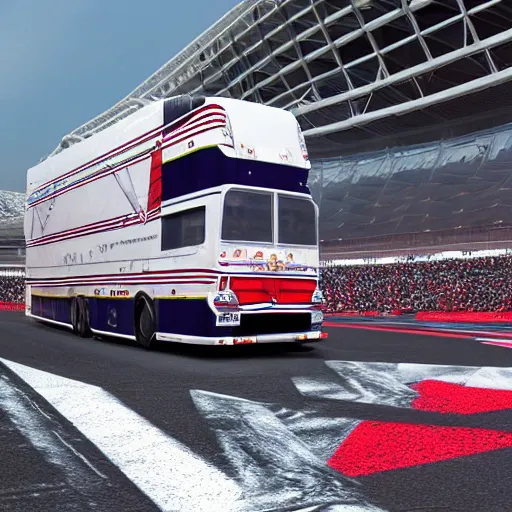 Image similar to evel knievel jumping busses at wembly stadium 3 d studiomax, maya 3 d, unrealengine, 4 k, 8 k, hdr, extreme render, mind - bending reality, hyper detailed, wide angle ultra - vivid, photo - realistic nikon 3 5 mm, photograph