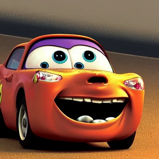 Image similar to horrifying Pixar cars, Pixar style horror,