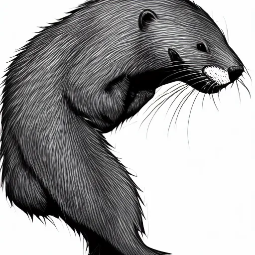 Image similar to stylized digital line art expressive furry art painting by blotch and rukis of an anthro otter full body