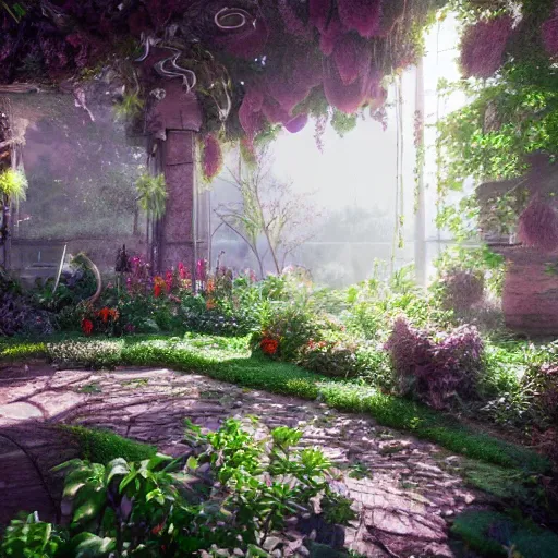 Image similar to ,inside a magical ethereal garden, highly detailed, 4k, HDR, award-winning, artstation, octane render