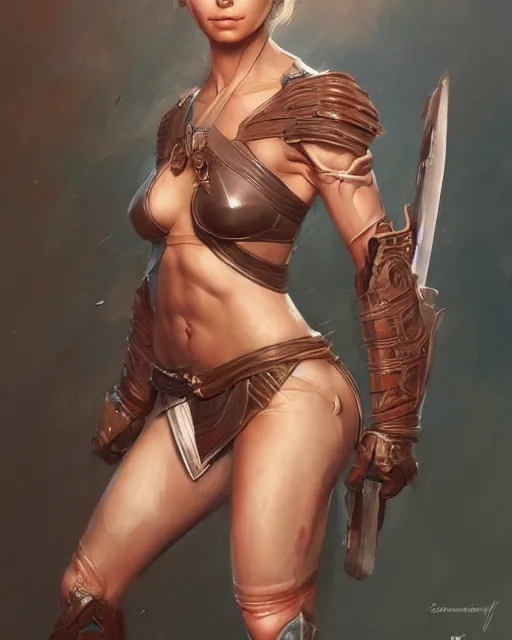 Image similar to beautiful female warrior, accurate anatomy, by Stanley Artgerm Lau, WLOP, Rossdraws, frank frazetta, Andrei Riabovitchev, Marc Simonetti, tranding on artstation