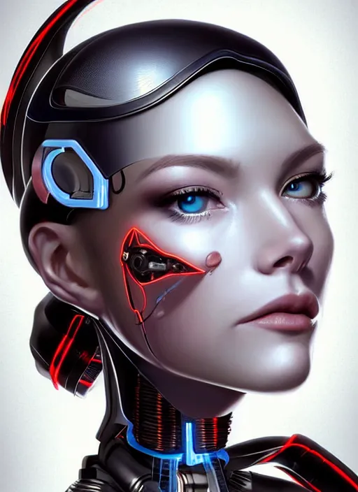 Image similar to portrait of a cyborg woman who turns her head to the ((((((right))))) left+130 (((((up))))) (((((down))))) by Artgerm,eyes closed , biomechanical, hyper detailled, trending on artstation