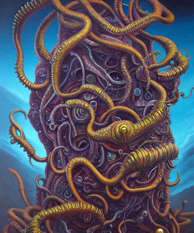 Image similar to an oil on canvas painting, polycount, surrealism, surrealist, lovecraftian, cosmic horror, high detail