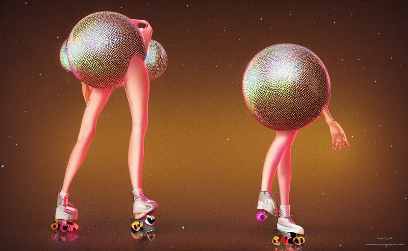 Prompt: “a roller skating diva with a disco ball head, by Vladimir kush, by josib csoor, by Laurie Lipton, rendered in octane, volumetric lighting, retro color scheme, trending on artstation,”