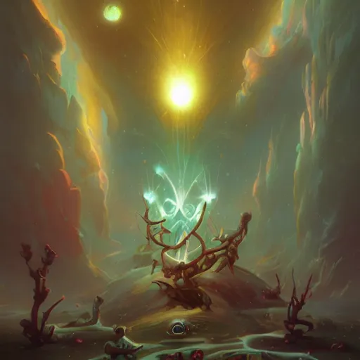 Prompt: the cosmic garlic starts to rot by peter mohrbacher