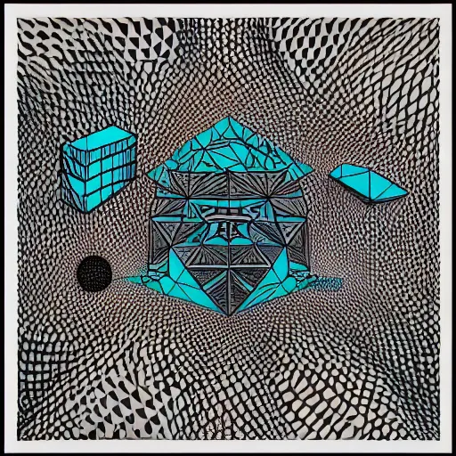 Prompt: “geometrically incomprehensible surreal order of Antarctica, extremely high detail, photorealistic, intricate line drawings, painted cubes, dotart, album art in the style of James Jean”