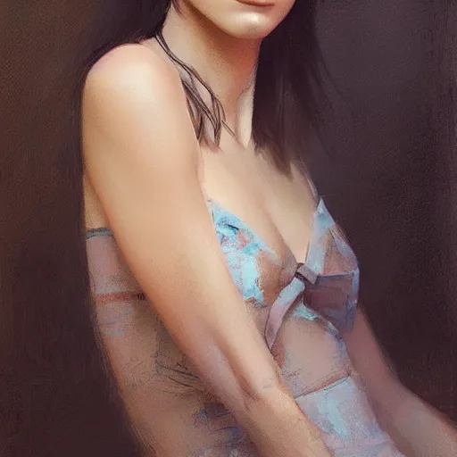 Image similar to Kendall Jenner by RossDraws by Richard Schmid by Jeremy Lipking by moebius by atey ghailan