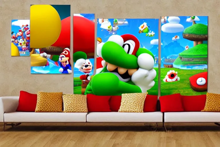 painting wonderland marioworld yoshi kurbi dofus | Stable Diffusion ...