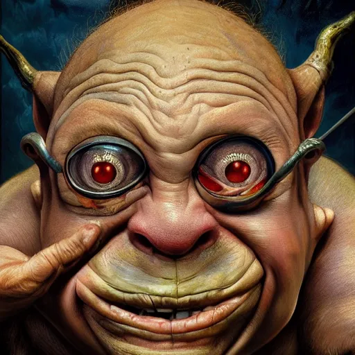 Image similar to Danny Devito as Mystical Gollum, Realistic, Regal, Refined, Detailed Digital Art, Michael Cheval, Walt Disney (1937), François Boucher, Oil Painting, Steampunk, Highly Detailed, Cinematic Lighting, Unreal Engine, 8k