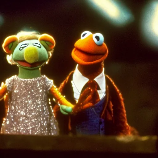 Prompt: a still of the Muppets in E.T. (1982)