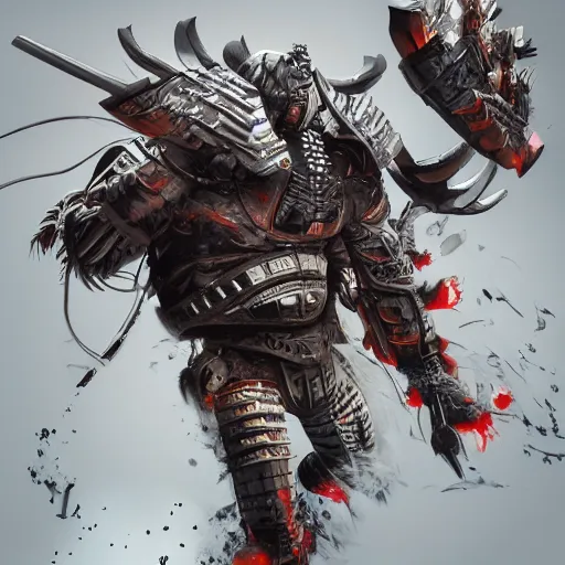 Prompt: a powerful shogun, ultra realistic, hyper detailed, cinematic, action pose, digital art, trending on artstation,