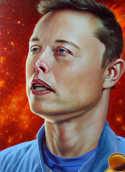 Prompt: ( ( ( portrait of elon musk ) ) ) by thomas blackshear, spacex, mars mission,