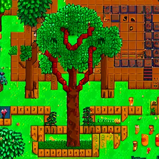 Image similar to 2 d tree from stardew valley