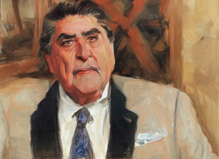 Prompt: a highly detailed beautiful portrait of don francisco, by gregory manchess, james gurney, james jean
