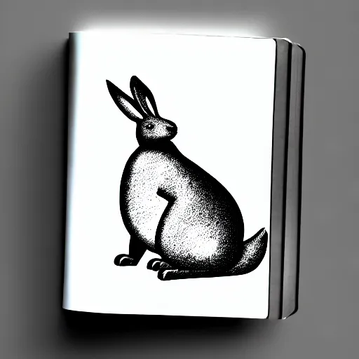 Image similar to book illustration of big chungus, book illustration, monochromatic, white background, black and white image