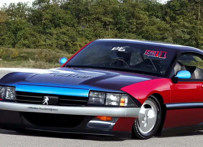 Prompt: peugeot muscle car from 1 9 9 9