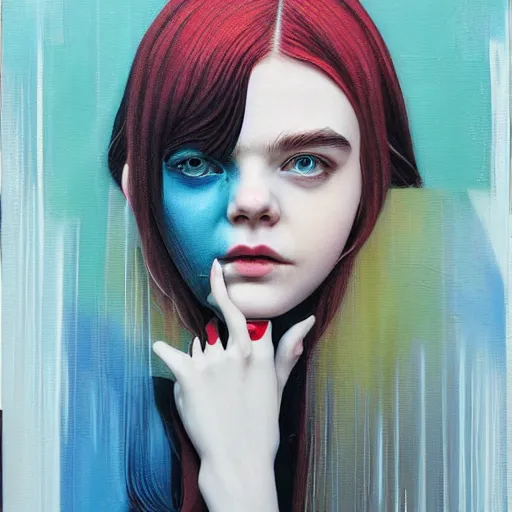 Prompt: elle fanning, lilly collins, anya taylor - joy picture by sachin tang, asymmetrical, dark vibes, realistic painting, organic painting, matte painting, geometric shapes, hard edges, graffiti, street art : 2 by sachin teng : 4