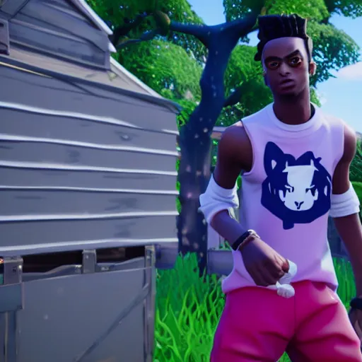 Image similar to playboi carti in fortnite 4 k detailed super realistic