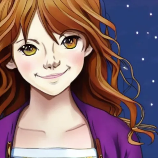 Image similar to emma stone as hermione granger as an anime