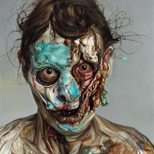 Prompt: high quality high detail painting by lucian freud and jenny saville, hd, zombie, turquoise