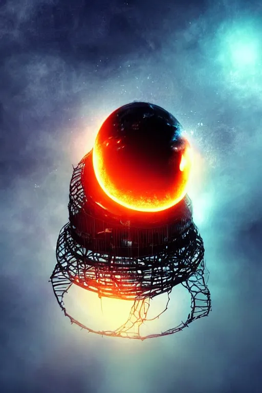 Image similar to Blackhole in a Claw-shaped Cage, atmospheric, digital art, fantasy, magic, arcane, volumetric lighting, illustration, realistic