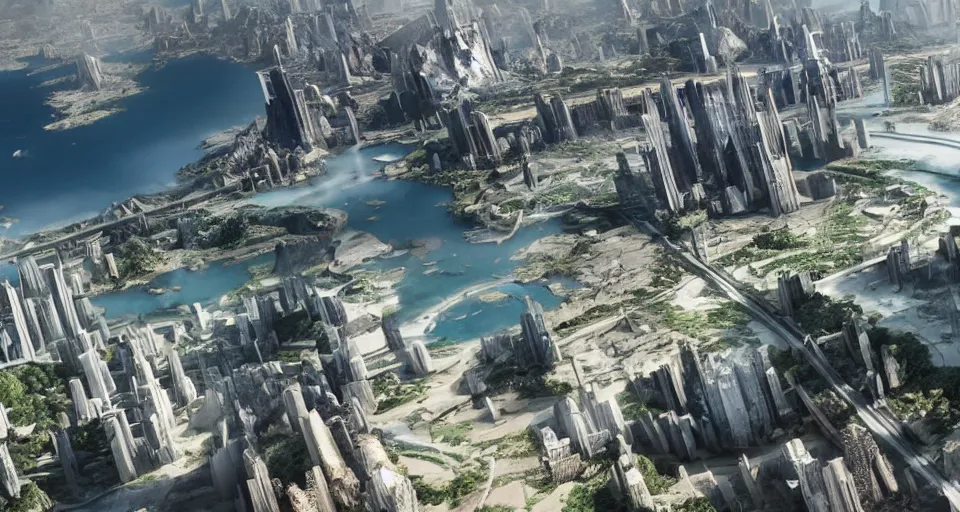 Image similar to the seven world wonders of the future, hyper realistic render, realistic, 8 k render, unreal engine 5 render