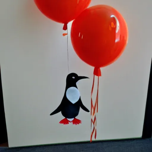 Prompt: a balloon penguin, balloon art.