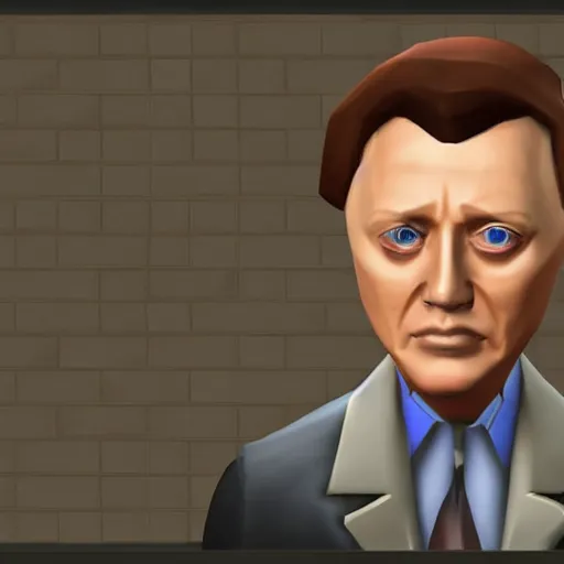 Prompt: Christopher Walken as a character in the game Team Fortress 2, with a background based on the game Team Fortress 2