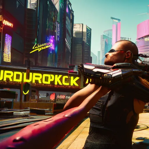 Image similar to Cyberpunk 2077 if it had two more years of development time, in-game screenshot