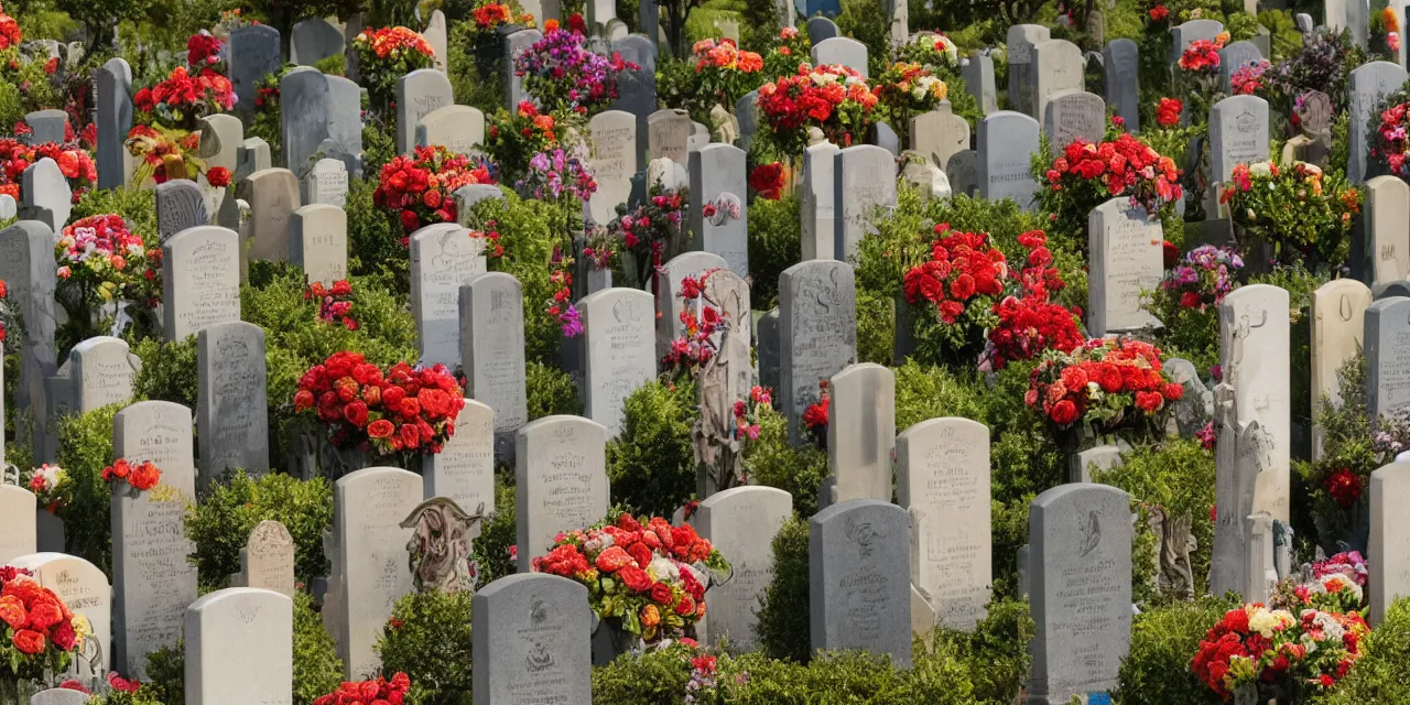 Image similar to pixar surreal caricatures in a western coral theme, cemetery