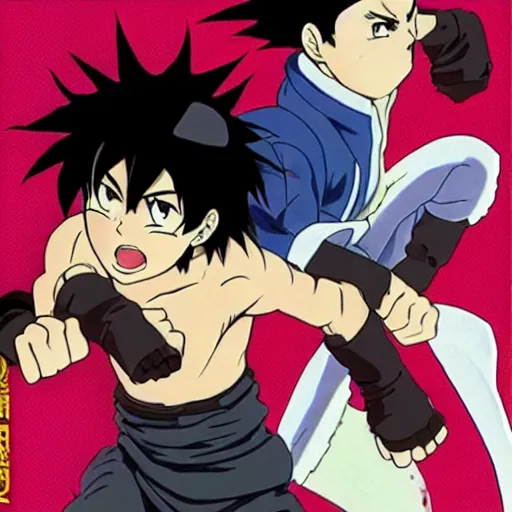 Prompt: Akira, fighting scene, anime