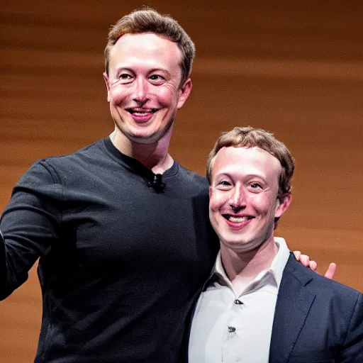 Prompt: elon musk and mark zuckerberg sharing a single body