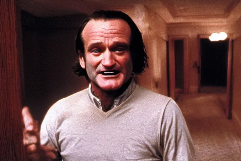 Image similar to Robin Williams as Jack Torrance in The Shining 1980