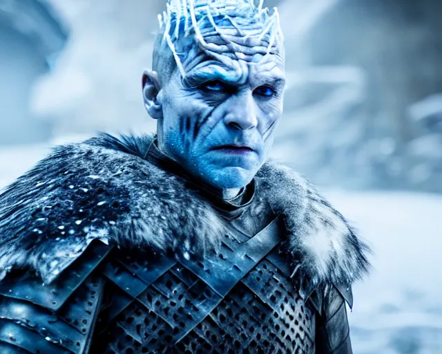 Image similar to clear ice block as night king in game of thrones, 4 k, epic, cinematic, focus, movie still, fantasy, extreme detail, atmospheric, dark colour, sharp focus