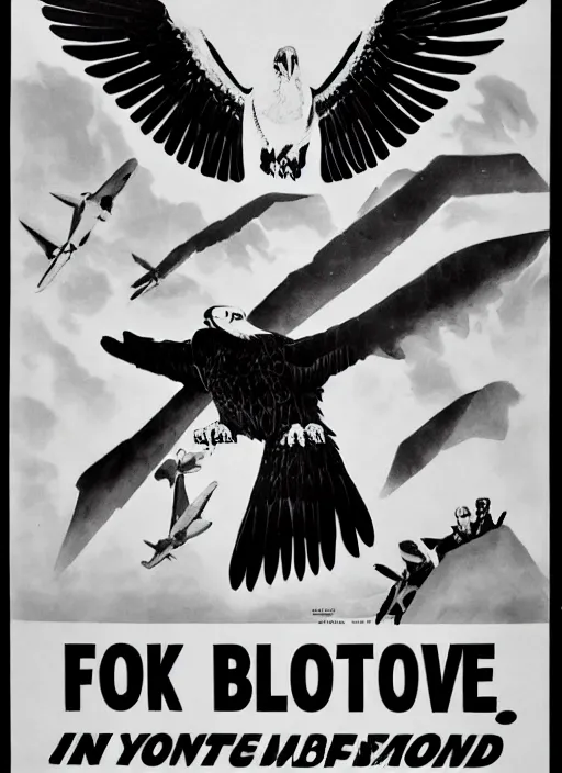 Image similar to vulture look in 1940s propaganda poster