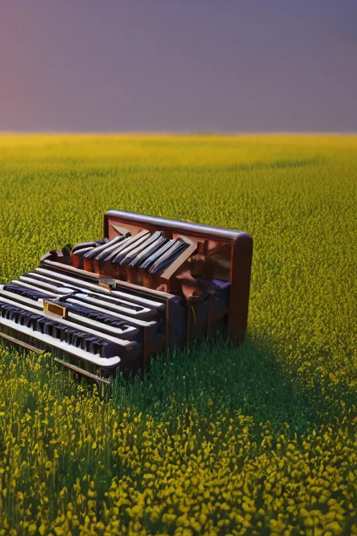 Image similar to a large organ in a field, trending on artstation, render, 3 d, octane, 4 k, 8 k, unreal engine, cinema 4 d