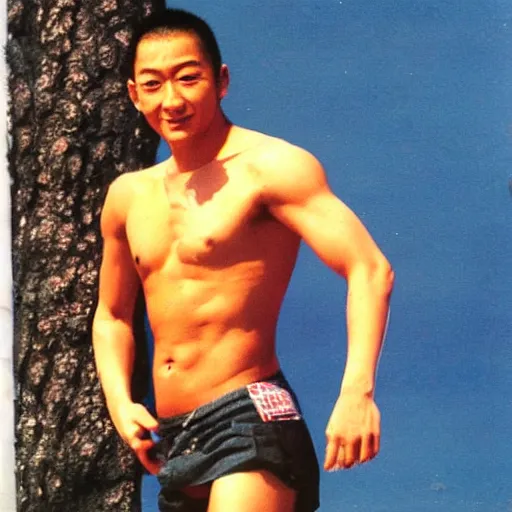 Image similar to Eikichi Onizuka very muscular without t-shirt