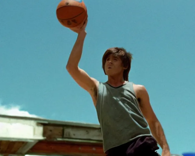 Prompt: still of davy jones playing basketball, movie screenshot, davy jones, basketball, davy jones, movie still, davy jones, photorealistic, davy jones, daylight, deck of the ship, clean composition