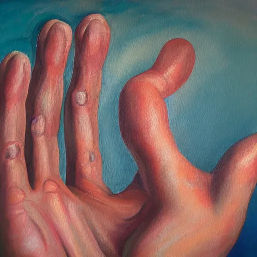 Prompt: detailed painting of the human hand