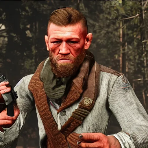 Prompt: Connor McGregor in red dead redemption 2 very detailed 4k quality super realistic