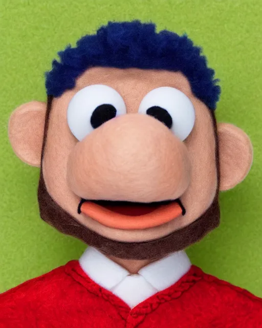 Image similar to twitch streamer adin ross as a muppet. highly detailed felt. hyper real photo. 4 k.