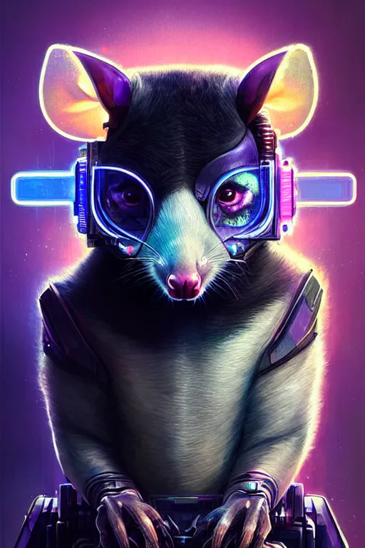 Prompt: a beautiful portrait of a cute cyberpunk opossum aaaaaaaaaa by sandra chevrier and greg rutkowski and wlop, purple blue color scheme, high key lighting, volumetric light, digital art, highly detailed, fine detail, intricate, ornate, complex, octane render, unreal engine, photorealistic