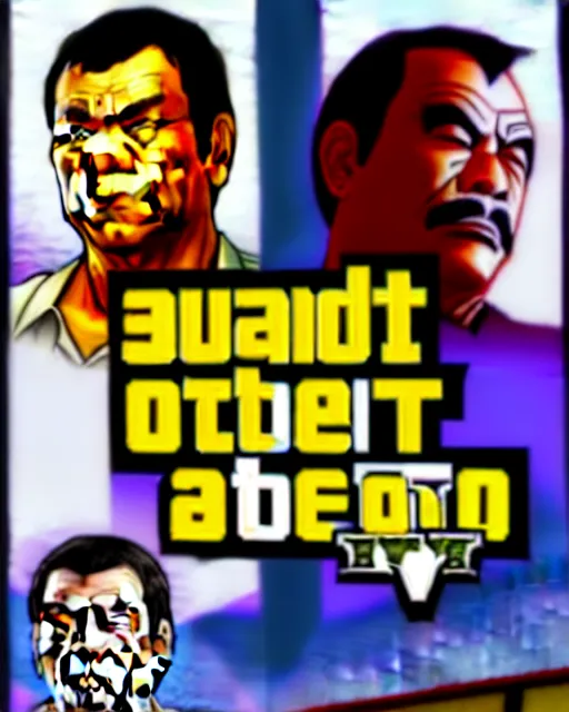 Image similar to duterte in gta v game box art by stephen bliss, no text, detailed cover artwork, gta v, gta v loading screen