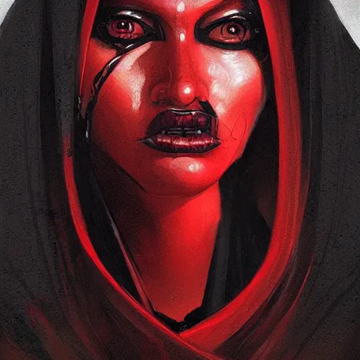 Image similar to portrait of a woman by greg rutkowski, young sith knight darth talon, red and black skin, star wars expanded universe, wearing black robes, she is about 2 0 years old, highly detailed portrait, digital painting, artstation, concept art, smooth, sharp foccus ilustration, artstation hq