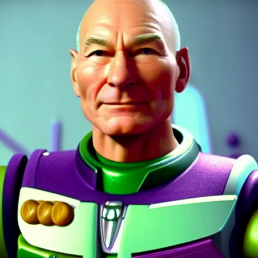 Image similar to patrick stewart as the real buzz lightyear