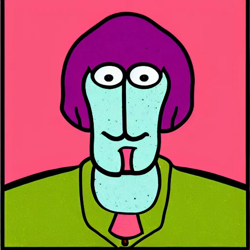 Prompt: handsome squidward, pop art style portrait, male