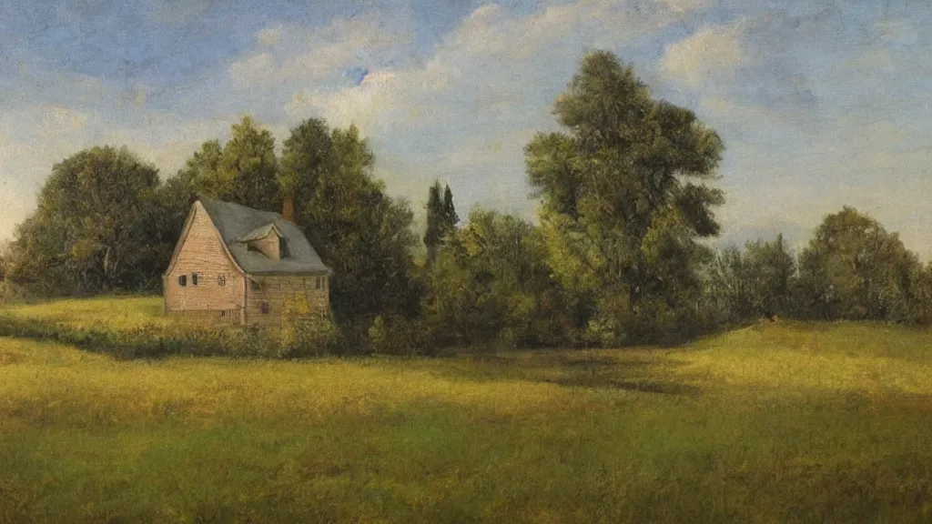 Prompt: a country side house in a field. regionalism artwork