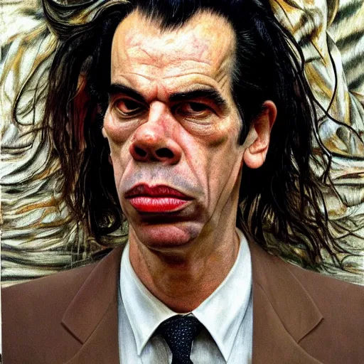 Prompt: high quality high detail painting by lucian freud, hd, sick nick cave