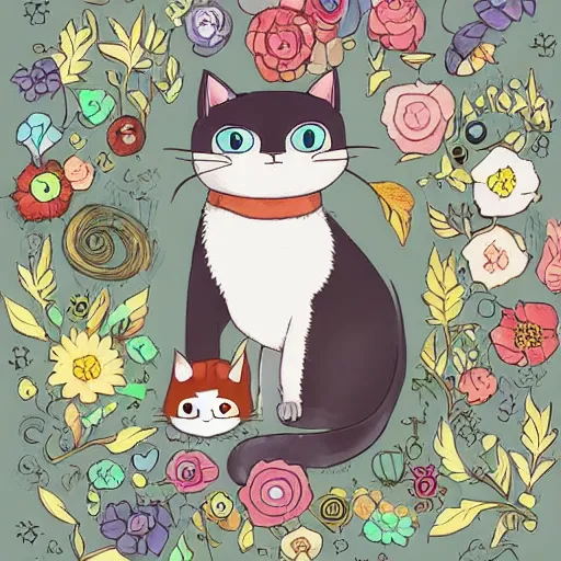 Prompt: cute cat in the studio ghibli style