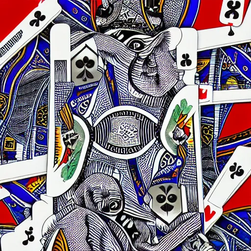 Image similar to magician standing in a whirlwind of playing cards, highly detailed, 3 d render,